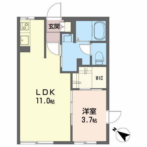 ディアス・エムA(1LDK/1階)の間取り写真