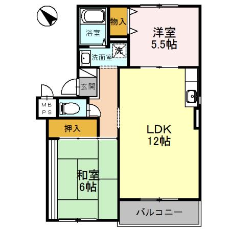 グッドライフ21(2LDK/2階)の間取り写真