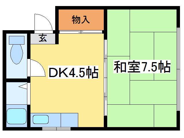 リトルハウス(1DK/2階)の間取り写真