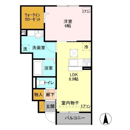 リーヴ ゴーシュ I(1LDK/1階)の間取り写真