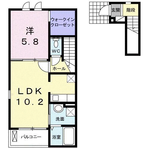 グランドF・LOGIE(1LDK/2階)の間取り写真