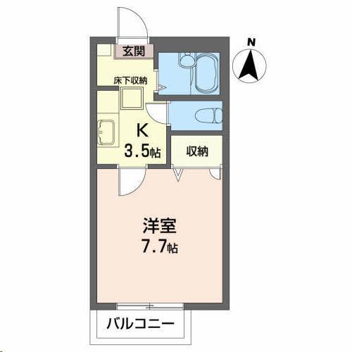 グランドール虹(1K/1階)の間取り写真