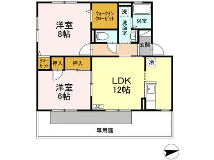 ロジュマン浜乃木(2LDK/1階)の間取り写真