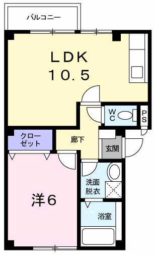 アーバンキャッスルA(1LDK/2階)の間取り写真