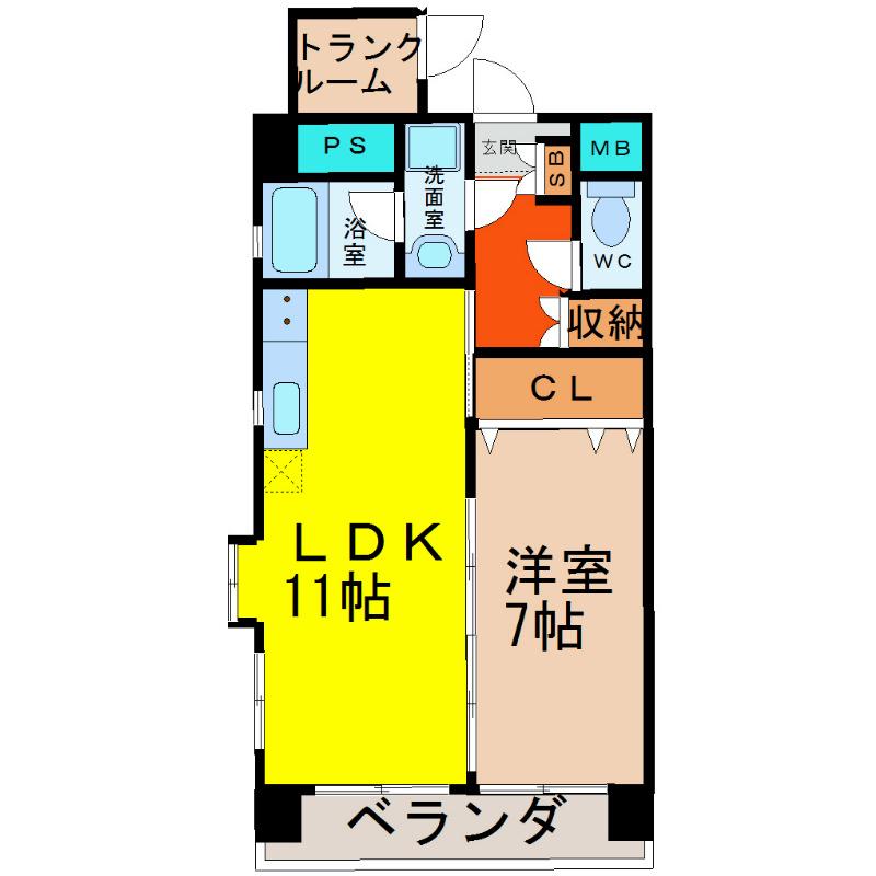 アピエ黄金(1LDK/5階)の間取り写真
