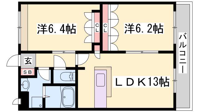 クレアハイム(2LDK/2階)の間取り写真