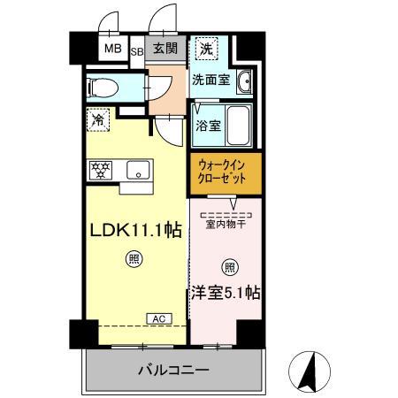 メゾン ド ウミライ松江駅前(1LDK/5階)の間取り写真