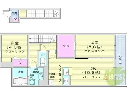 D-ROOMルポ(2LDK/2階)の間取り写真