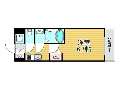 フォーリアライズ福島ルノン(1K/2階)の間取り写真