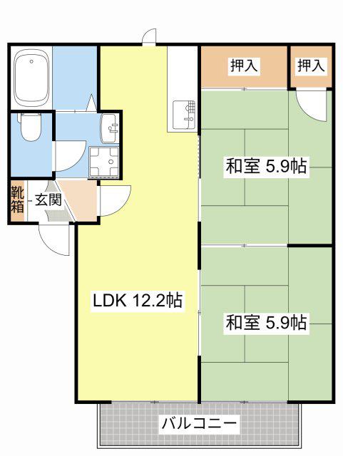 ヴェナビスタ(2LDK/2階)の間取り写真