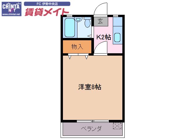 クレセールユタ(1K/1階)の間取り写真