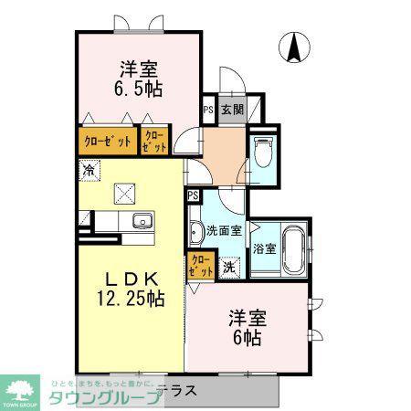 ベルグレイス湘南A(2LDK/1階)の間取り写真