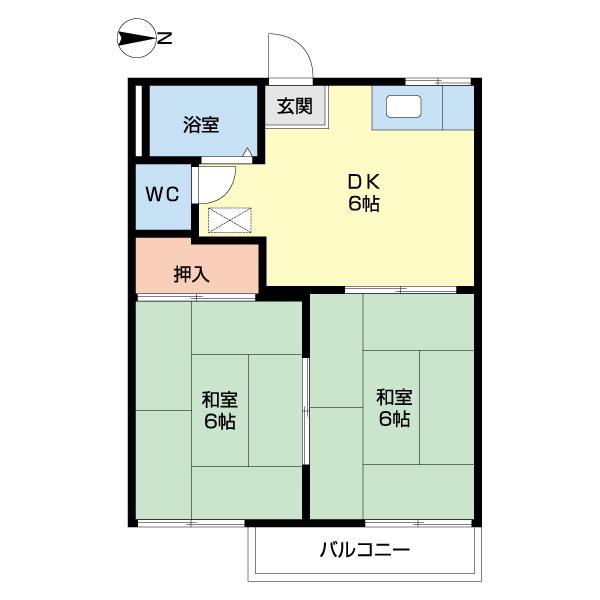 フォーブル鈴木(2DK/2階)の間取り写真