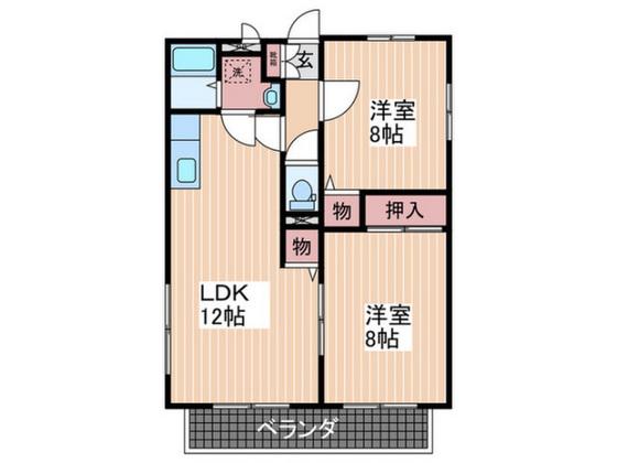 辻コーポII(2LDK/2階)の間取り写真