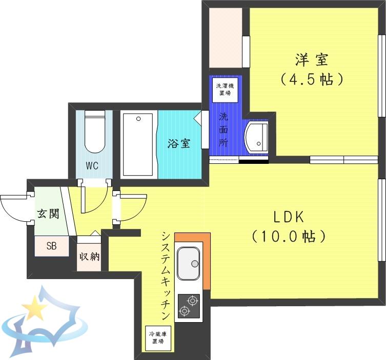CHERISIS北円山(1LDK/4階)の間取り写真