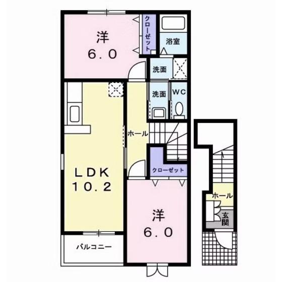 サンリット I(2LDK/2階)の間取り写真
