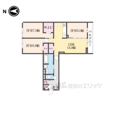RETOLIA畝傍イースト(3LDK/2階)の間取り写真
