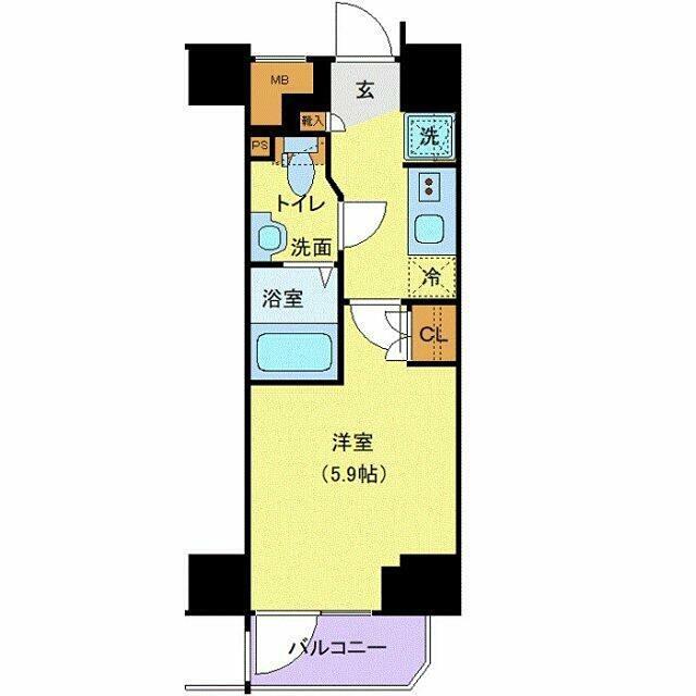 BANDOBASHI KNOTS(1K/8階)の間取り写真