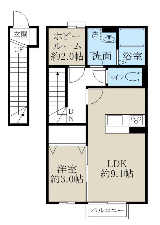 メゾンドゥルミエール(1SLDK/2階)の間取り写真