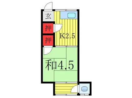 亀田荘(1K/1階)の間取り写真