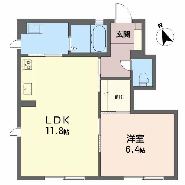 シャーメゾン古田刈C棟(1LDK/1階)の間取り写真