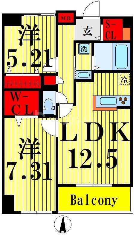 F・D VILLE(1SLDK/6階)の間取り写真