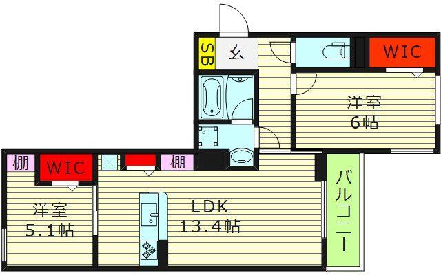 クラシスト深江北(2LDK/3階)の間取り写真