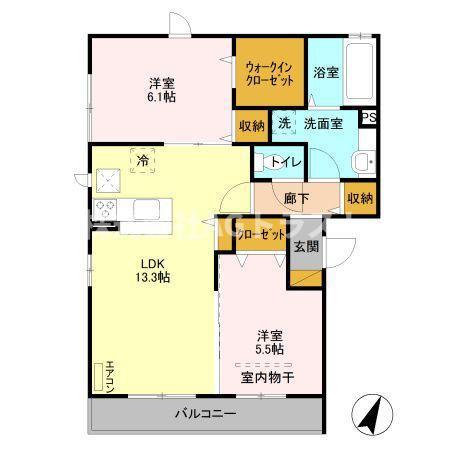 エステート・シマムラD(2LDK/1階)の間取り写真