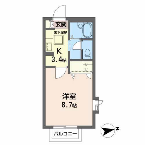 広瀬川ハイムA(1K/1階)の間取り写真