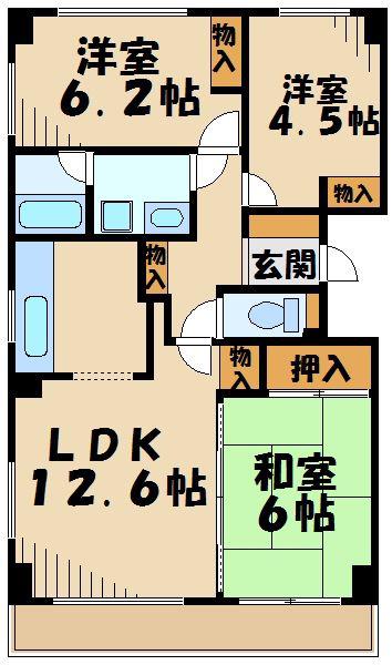 ファーサ宮崎台(3LDK/5階)の間取り写真