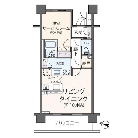 リージア経堂テラスガーデン(1LDK/5階)の間取り写真