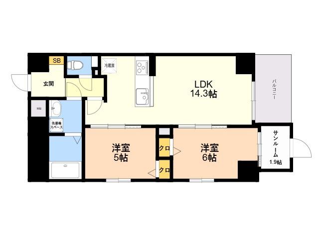 ODAKI BLDG OTEMON(2SLDK/5階)の間取り写真