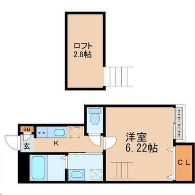 アスコット文化町(1K/1階)の間取り写真