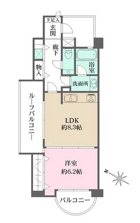 ワコーレ住吉川イースト(1DK/4階)の間取り写真