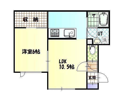 PEACE 622B(1LDK/1階)の間取り写真