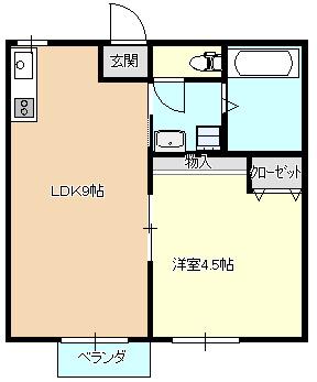 椎木ハイツ(1LK/2階)の間取り写真