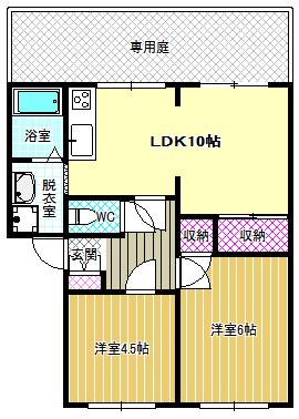 アイビースクエア(2LDK/1階)の間取り写真