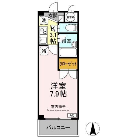 シティオ岩倉(1K/2階)の間取り写真