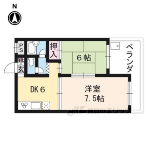 エンブレム城南宮(2DK/1階)の間取り写真