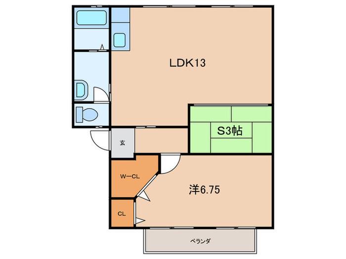 ハイツサンライフA棟(1SLDK/2階)の間取り写真