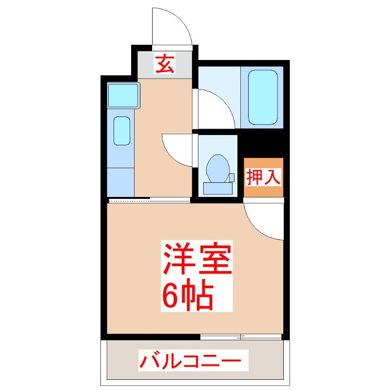 コーポマキシム東谷山(1K/2階)の間取り写真