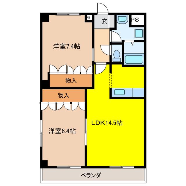 エスポアールI(2LDK/1階)の間取り写真