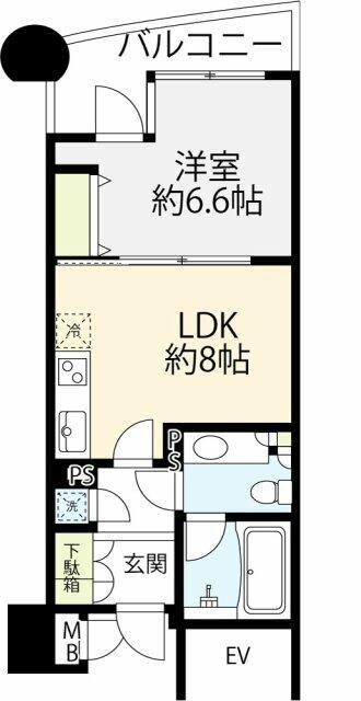 ビヴァーチェ赤坂(1LDK/5階)の間取り写真