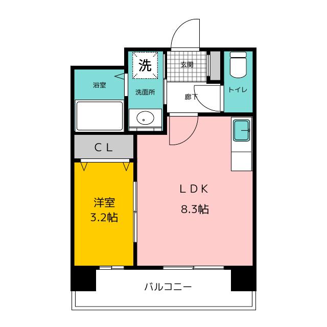 グレイスフルマンション比恵南(1LDK/3階)の間取り写真
