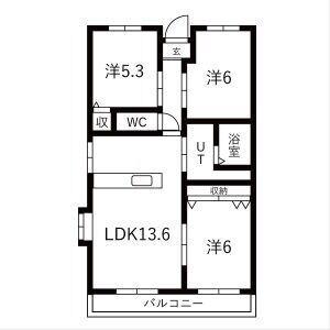 プライムライフ(3LDK/1階)の間取り写真