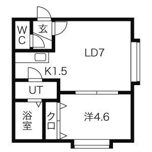 NUコートI(1LDK/2階)の間取り写真