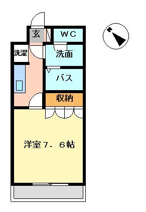 ブランシュール(1K/2階)の間取り写真