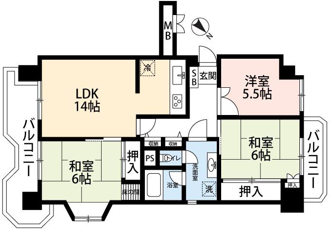 新ゆりグリーンタウンアカシア街区3号棟(3LDK/11階)の間取り写真