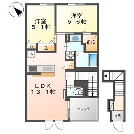 クレイドルさくら(2LDK/2階)の間取り写真