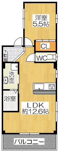 GRASTA(1LDK/2階)の間取り写真